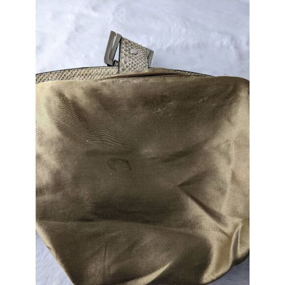 Guess vintage Y2K Beige Monogram Shoulder Purse Fabric Bag W Snake‎ Skin Inserts - Picture 7 of 14